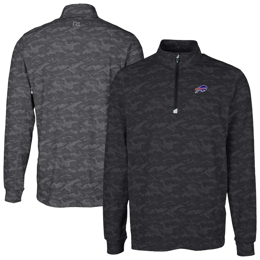 Buffalo Bills Cutter & Buck Big & Tall Traverse Eco Camo Tri-Blend DryTec Quarter-Zip Jacket - Black for sale