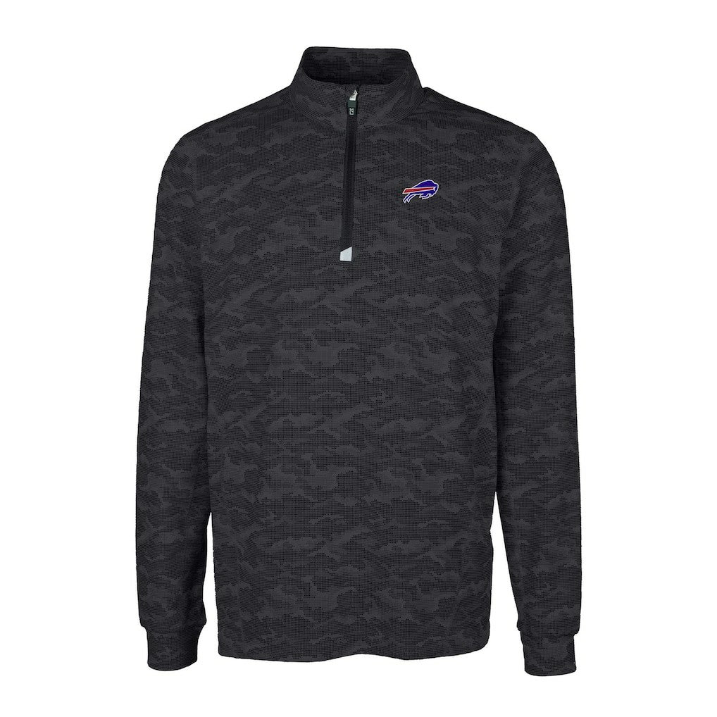 Buffalo Bills Cutter & Buck Big & Tall Traverse Eco Camo Tri-Blend DryTec Quarter-Zip Jacket - Black for sale