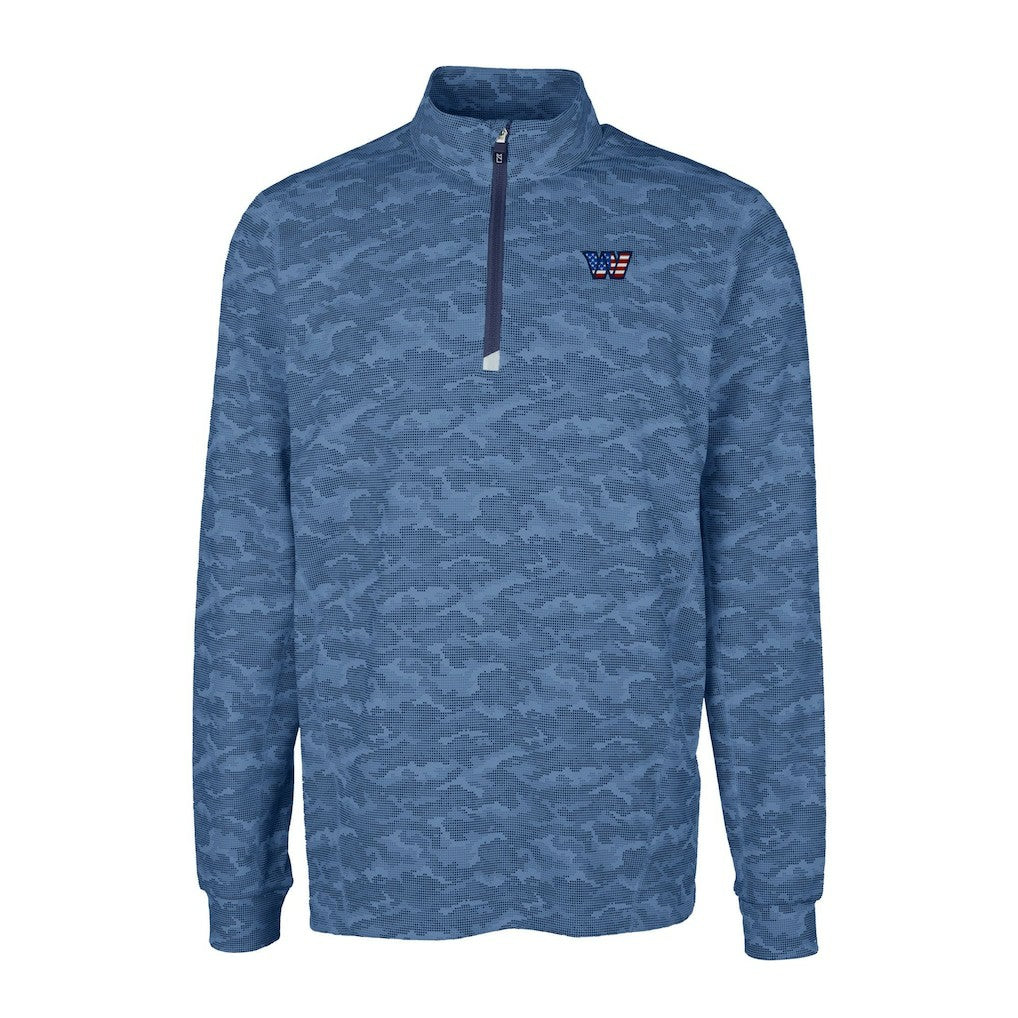 Washington Commanders Cutter & Buck Big & Tall Americana Traverse Eco Camo Tri-Blend DryTec Quarter-Zip Jacket - Navy discount