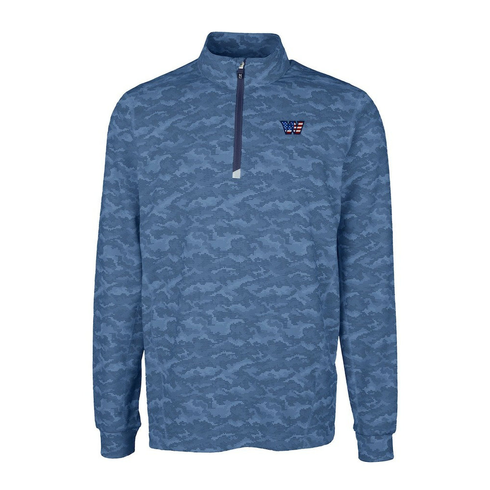 Washington Commanders Cutter & Buck Big & Tall Americana Traverse Eco Camo Tri-Blend DryTec Quarter-Zip Jacket - Navy discount