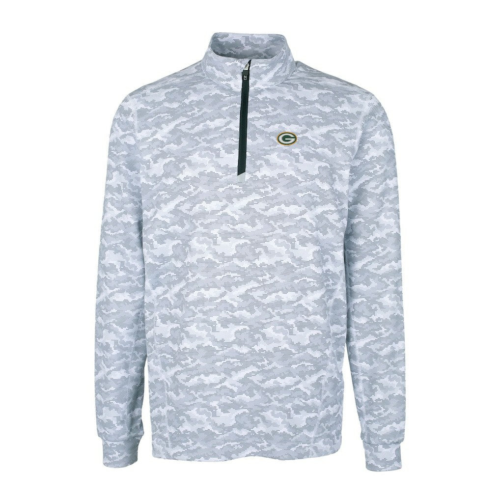 Green Bay Packers Cutter & Buck Big & Tall Traverse Eco Camo Tri-Blend DryTec Quarter-Zip Jacket - Charcoal outlet