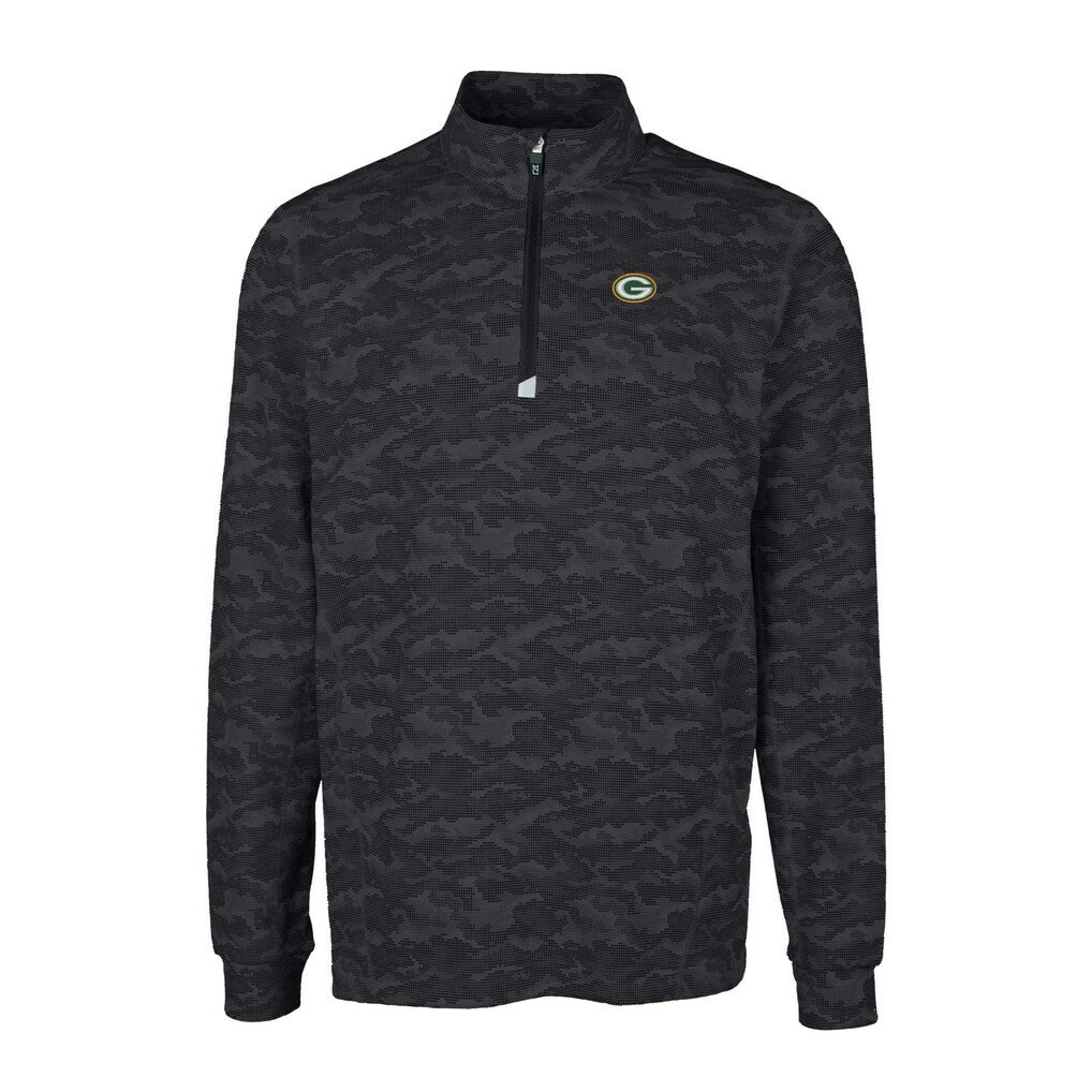 Green Bay Packers Cutter & Buck Big & Tall Traverse Eco Camo Tri-Blend DryTec Quarter-Zip Jacket - Black sale