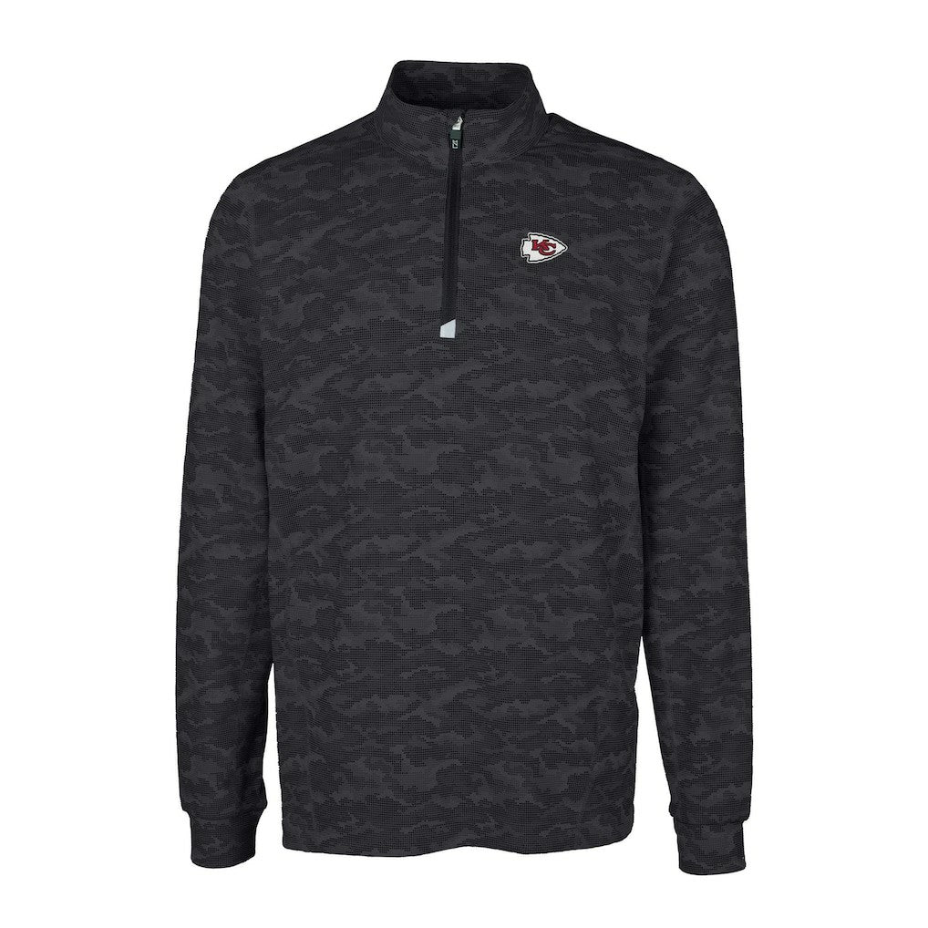 Kansas City Chiefs Cutter & Buck Big & Tall Traverse Eco Camo Tri-Blend DryTec Quarter-Zip Jacket - Black sale