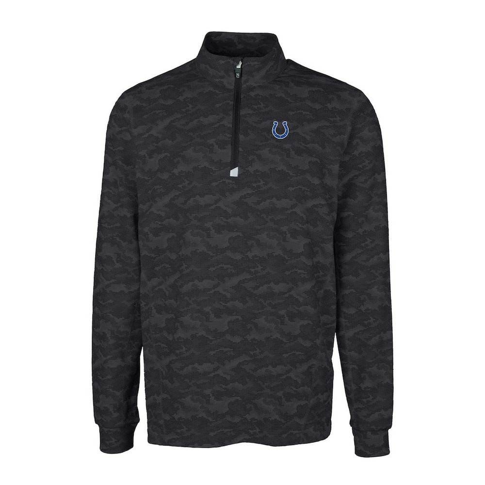 Indianapolis Colts Cutter & Buck Big & Tall Traverse Eco Camo Tri-Blend DryTec Quarter-Zip Jacket - Black online