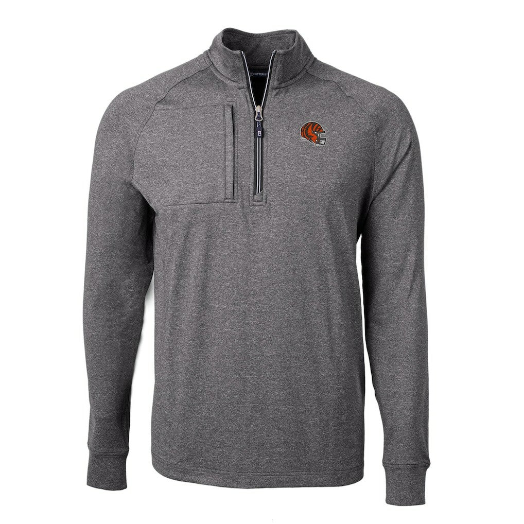 Cincinnati Bengals Cutter & Buck Big & Tall Adapt Eco Raglan Quarter-Zip Jacket - Heather Black discount
