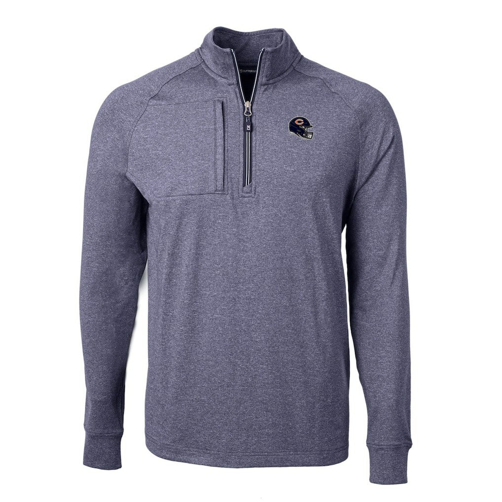 Chicago Bears Cutter & Buck Big & Tall Adapt Eco Raglan Quarter-Zip Jacket - Heather Navy discount