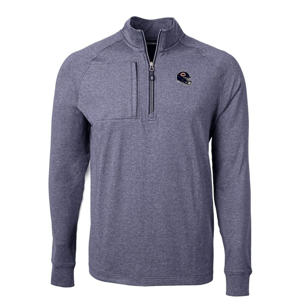 Chicago Bears Cutter & Buck Big & Tall Adapt Eco Raglan Quarter-Zip Jacket - Heather Navy discount
