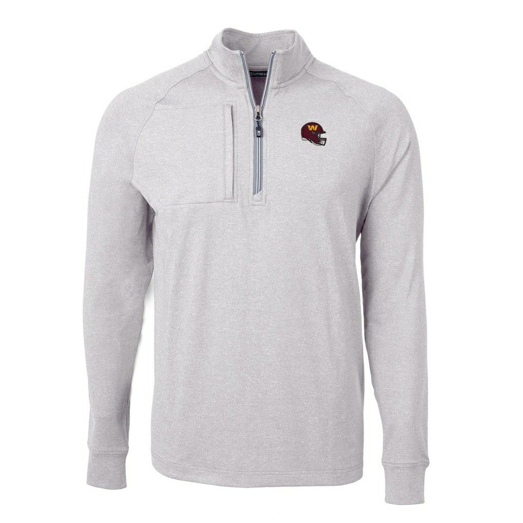 Washington Commanders Cutter & Buck Big & Tall Adapt Eco Raglan Quarter-Zip Jacket - Heather Gray sale