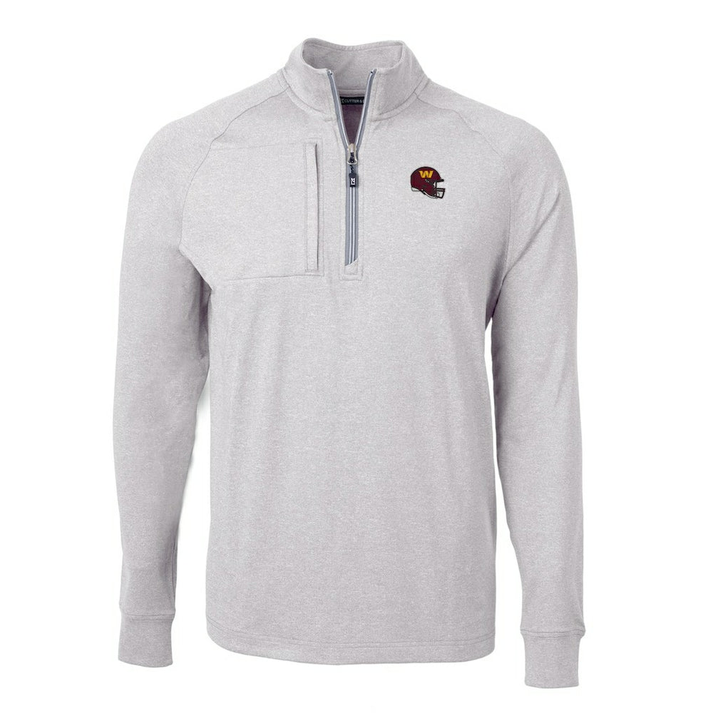 Washington Commanders Cutter & Buck Big & Tall Adapt Eco Raglan Quarter-Zip Jacket - Heather Gray sale