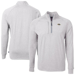 Baltimore Ravens Cutter & Buck Big & Tall Adapt Eco Raglan Quarter-Zip Jacket - Heather Gray for sale