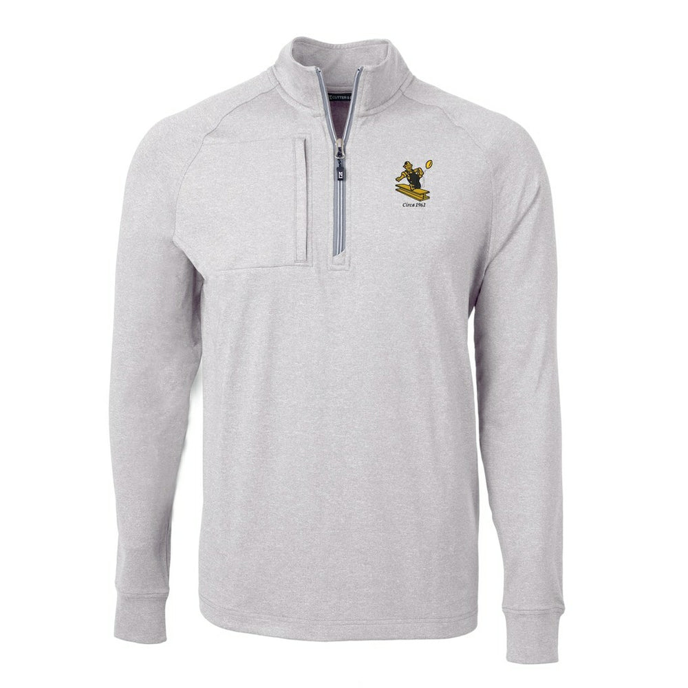 Pittsburgh Steelers Cutter & Buck Big & Tall Adapt Eco Raglan Quarter-Zip Jacket - Heather Gray for sale
