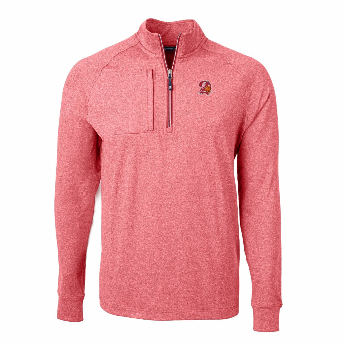 Tampa Bay Buccaneers Cutter & Buck Big & Tall Adapt Eco Raglan Quarter-Zip Jacket - Heather Red cheap