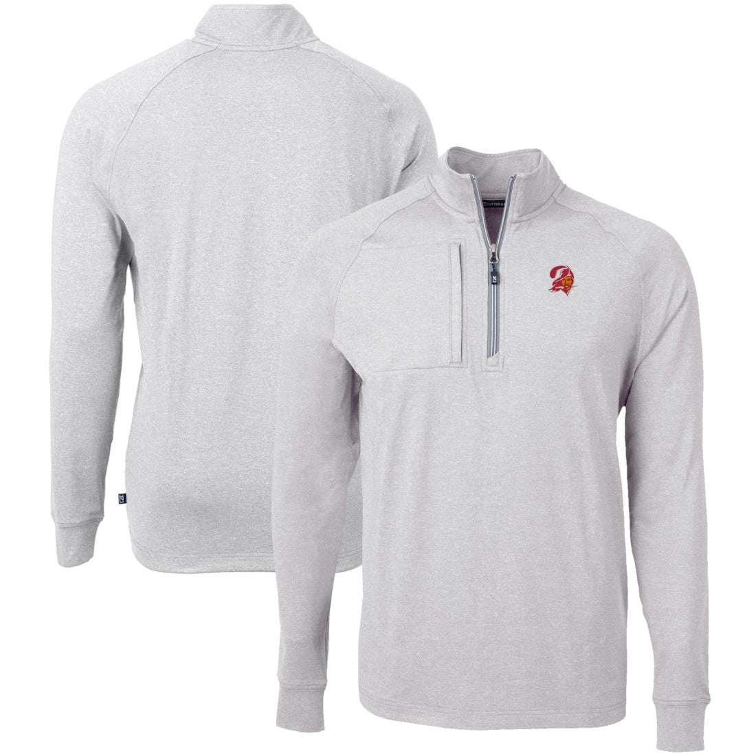 Tampa Bay Buccaneers Cutter & Buck Big & Tall Adapt Eco Raglan Quarter-Zip Jacket - Heather Gray sale