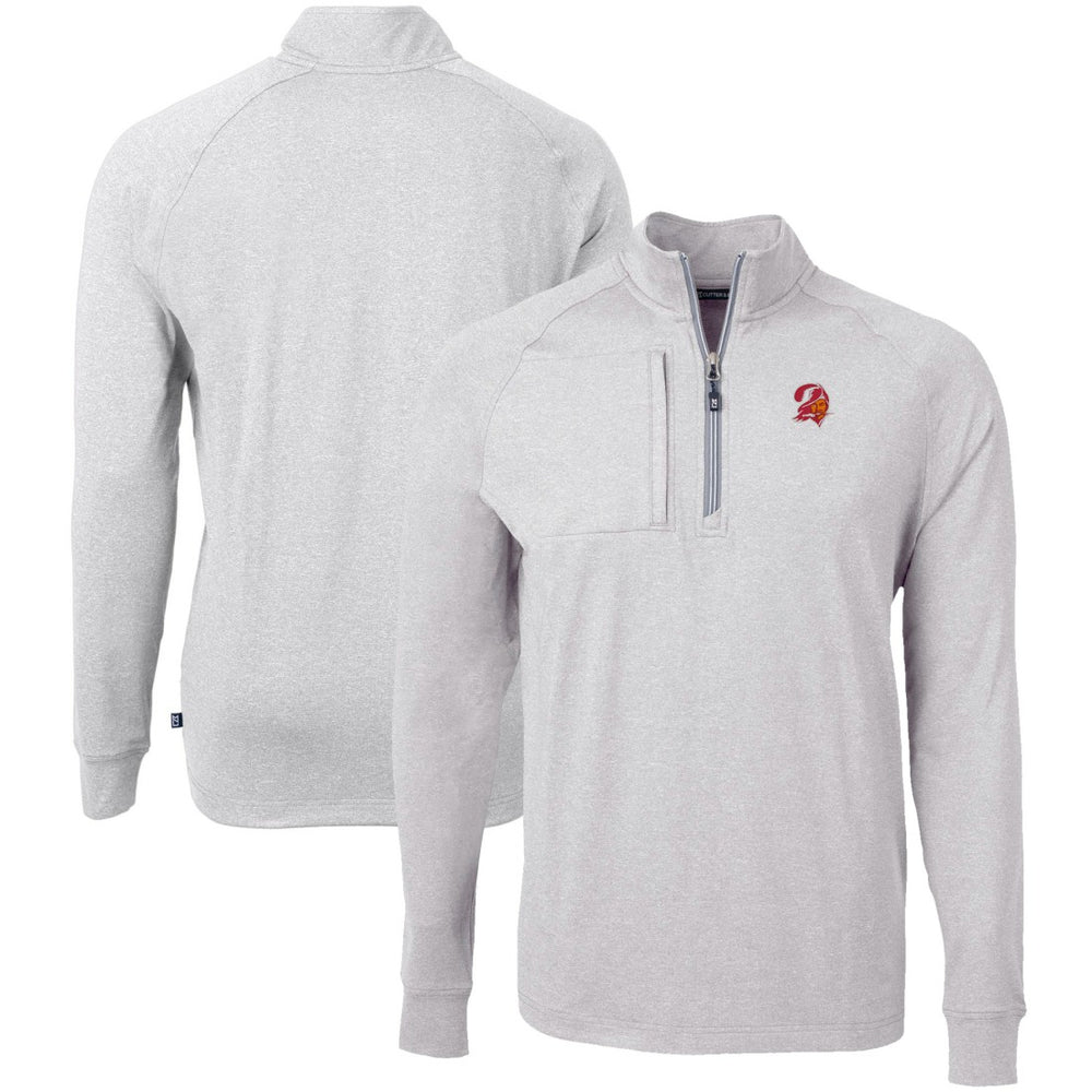 Tampa Bay Buccaneers Cutter & Buck Big & Tall Adapt Eco Raglan Quarter-Zip Jacket - Heather Gray sale