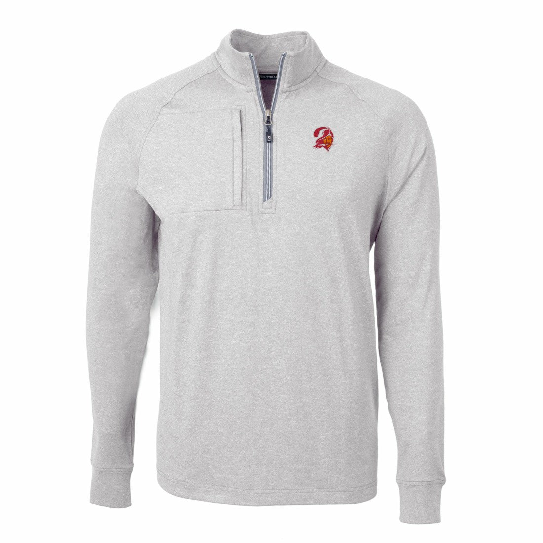 Tampa Bay Buccaneers Cutter & Buck Big & Tall Adapt Eco Raglan Quarter-Zip Jacket - Heather Gray sale