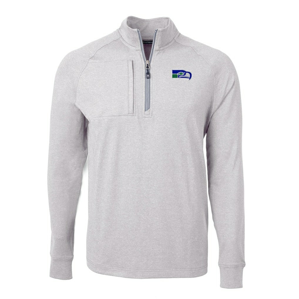 Seattle Seahawks Cutter & Buck Big & Tall Adapt Eco Raglan Quarter-Zip Jacket - Heather Gray sale
