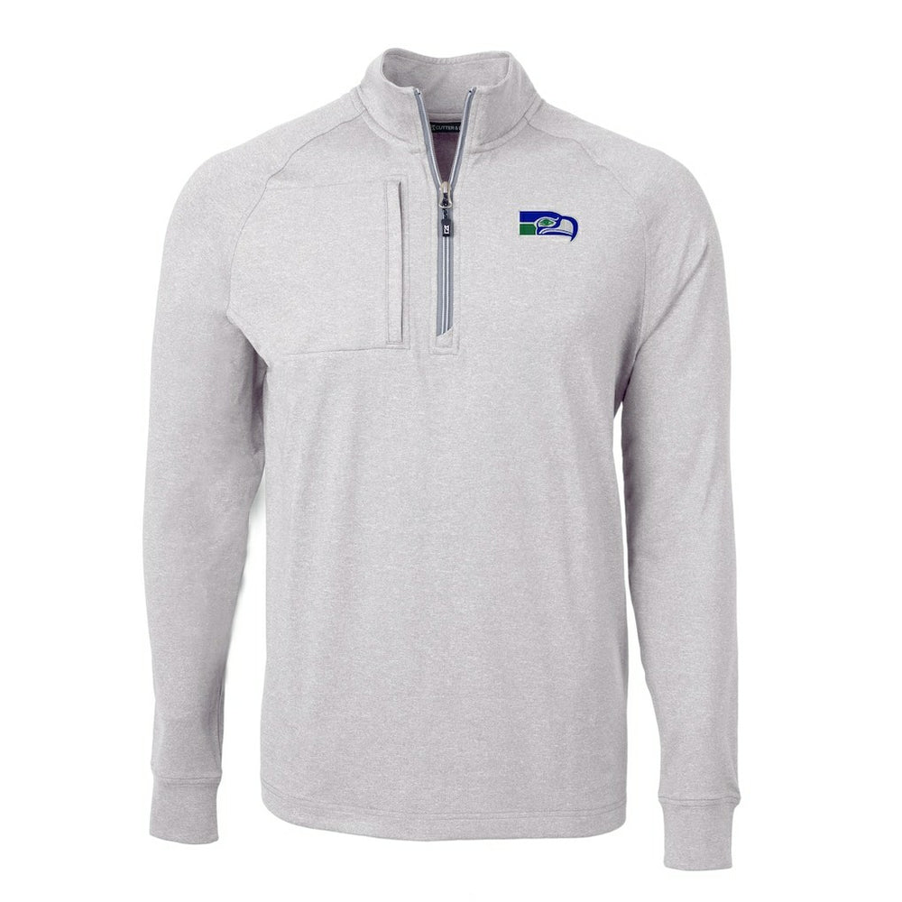 Seattle Seahawks Cutter & Buck Big & Tall Adapt Eco Raglan Quarter-Zip Jacket - Heather Gray sale