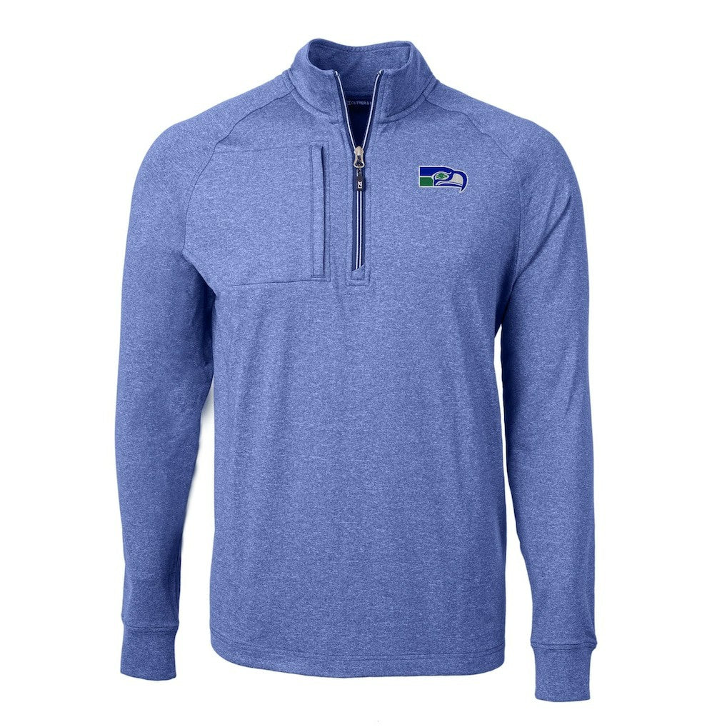 Seattle Seahawks Cutter & Buck Big & Tall Adapt Eco Raglan Quarter-Zip Jacket - Heather Royal outlet