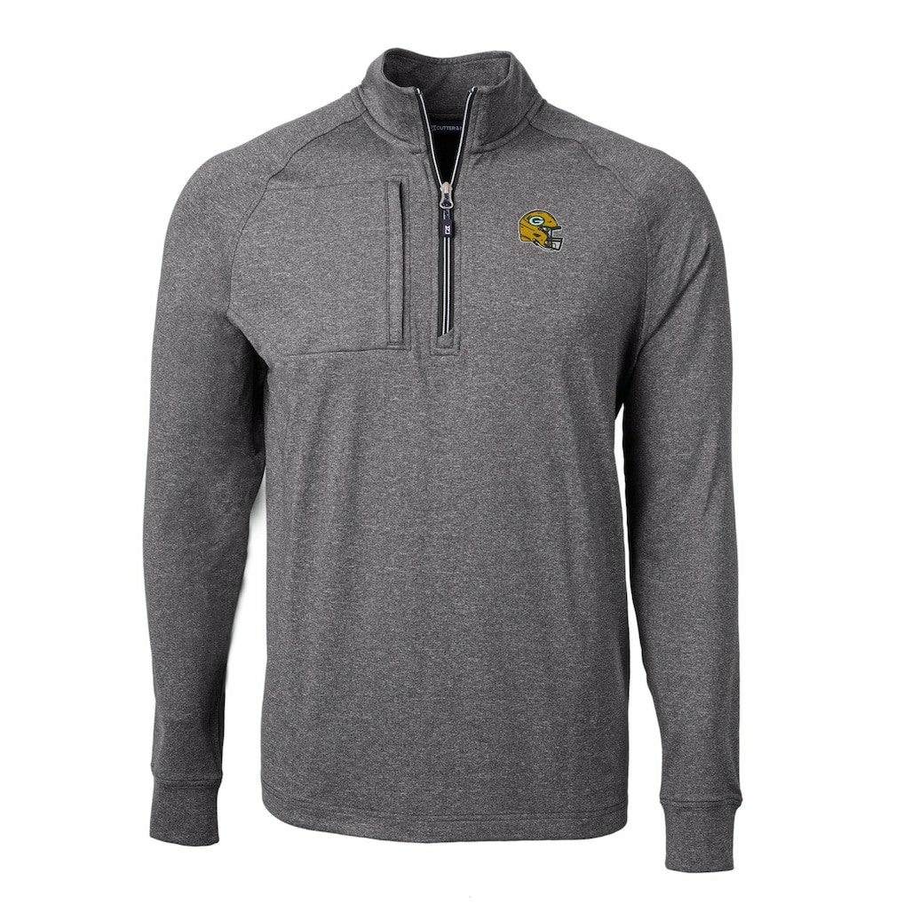 Green Bay Packers Cutter & Buck Big & Tall Adapt Eco Raglan Quarter-Zip Jacket - Heather Black online