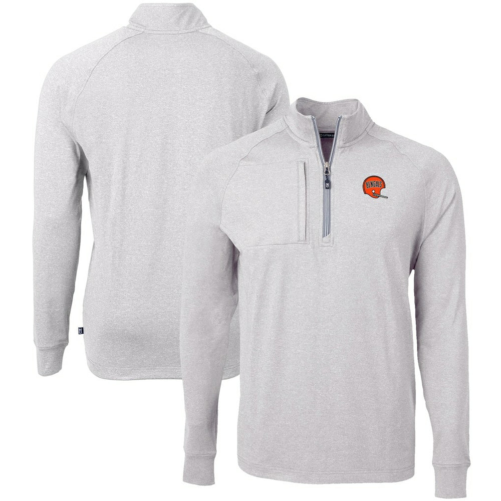 Cincinnati Bengals Cutter & Buck Big & Tall Adapt Eco Raglan Quarter-Zip Jacket - Heather Gray online