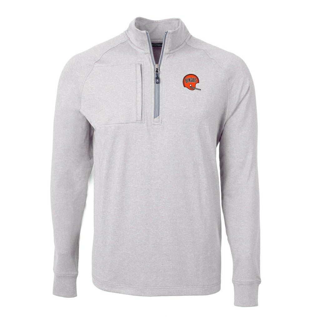 Cincinnati Bengals Cutter & Buck Big & Tall Adapt Eco Raglan Quarter-Zip Jacket - Heather Gray online
