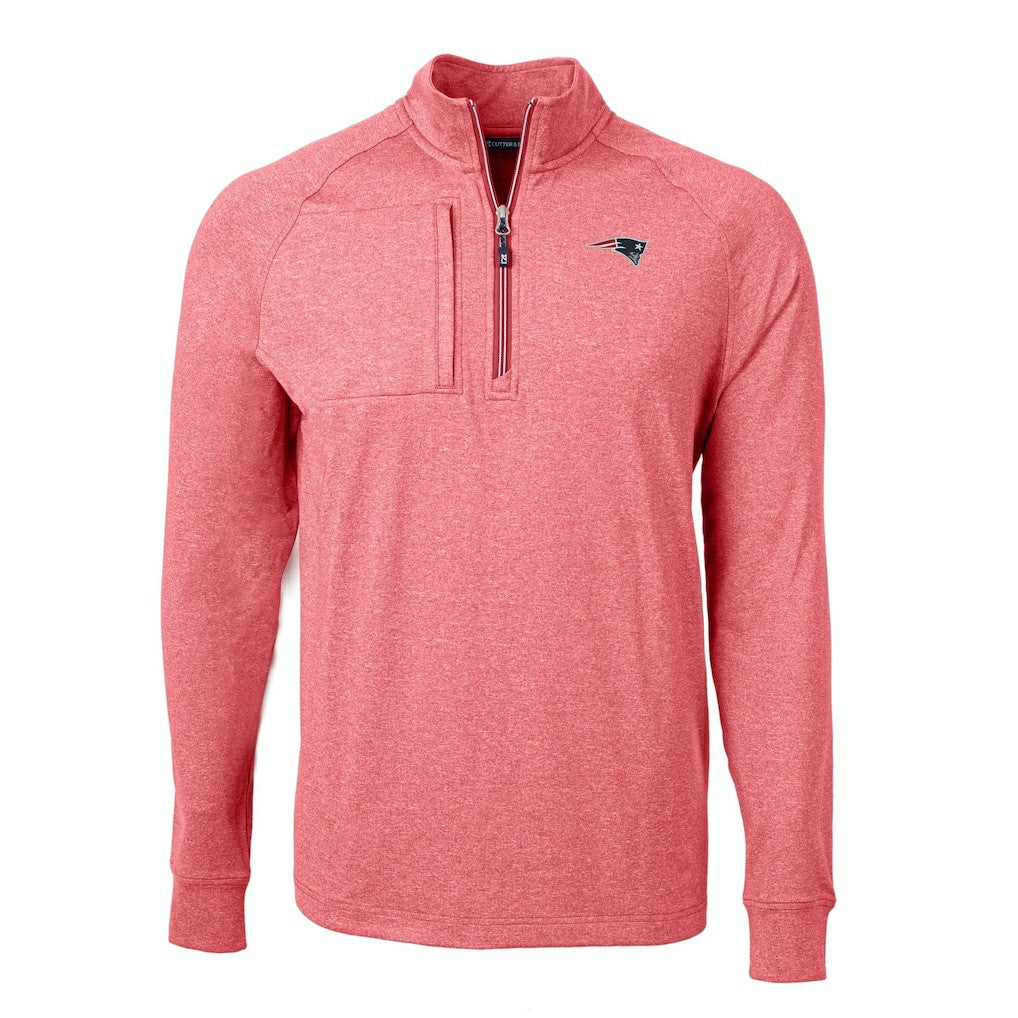 New England Patriots Cutter & Buck Big & Tall Adapt Eco Raglan Quarter-Zip Jacket - Heather Red outlet
