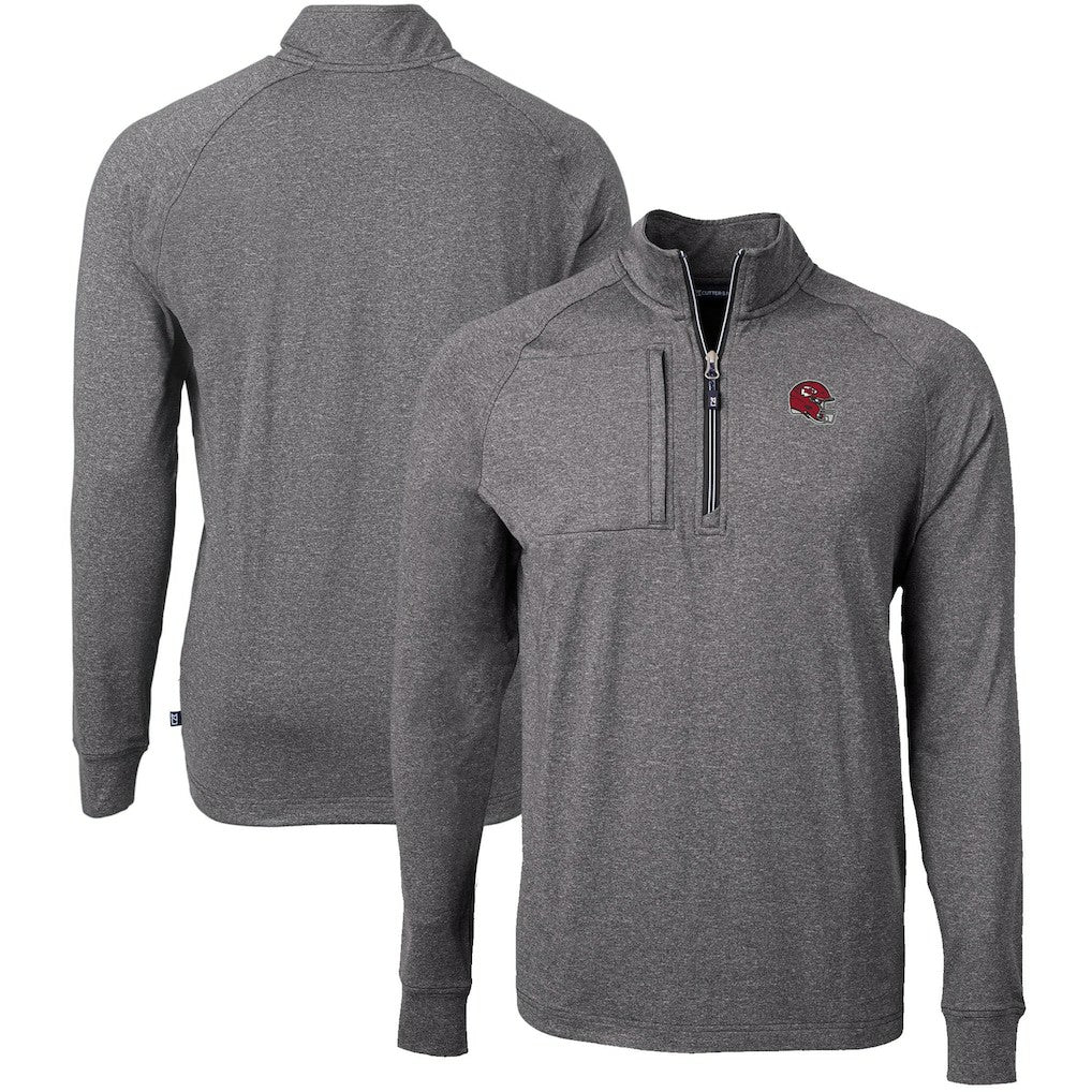 Kansas City Chiefs Cutter & Buck Big & Tall Adapt Eco Raglan Quarter-Zip Jacket - Heather Black on sale