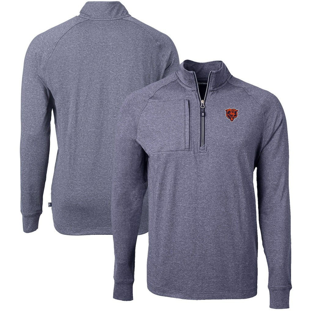 Chicago Bears Cutter & Buck Big & Tall Adapt Eco Raglan Quarter-Zip Jacket - Heather Navy outlet
