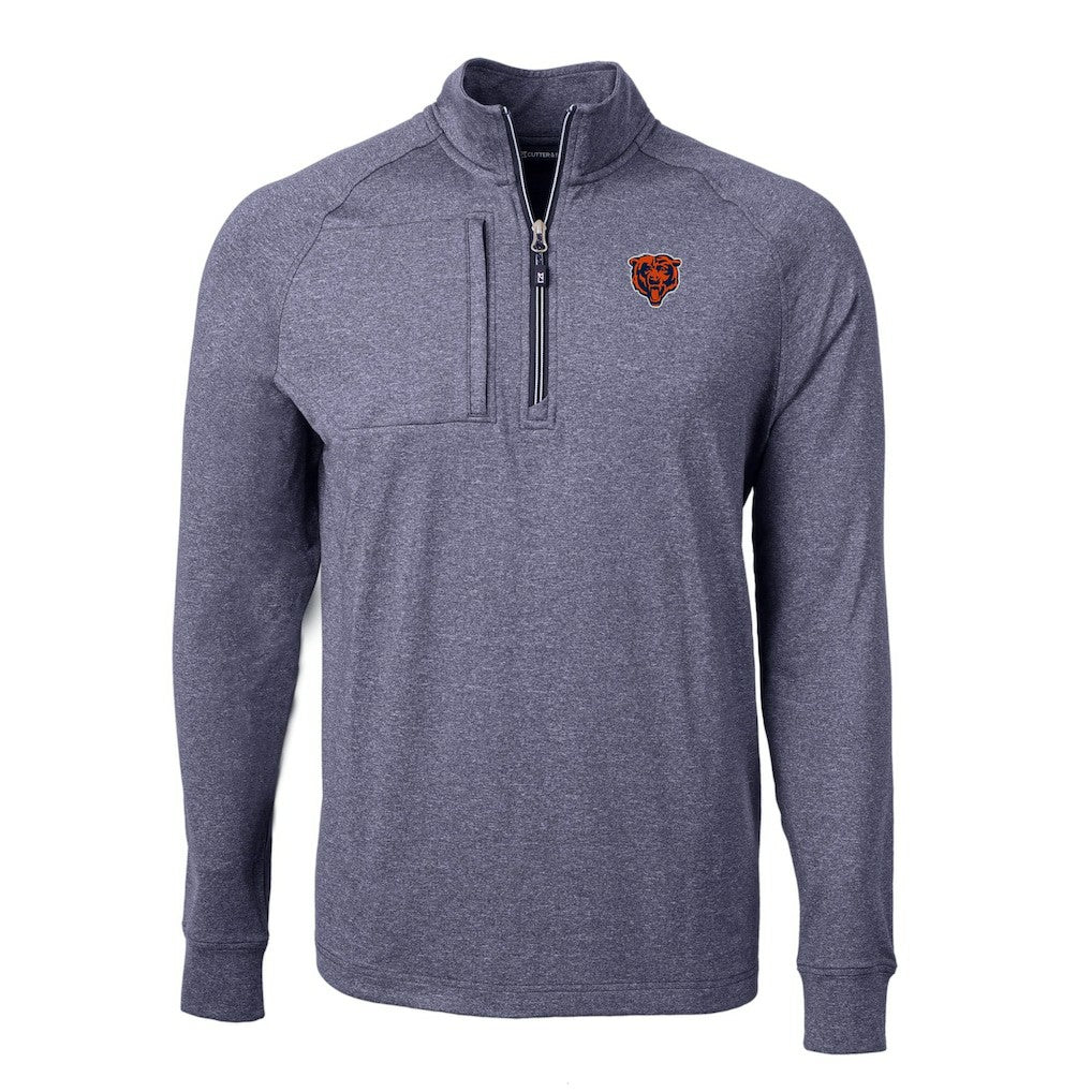 Chicago Bears Cutter & Buck Big & Tall Adapt Eco Raglan Quarter-Zip Jacket - Heather Navy outlet