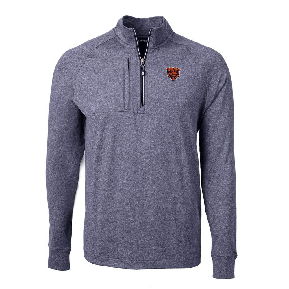 Chicago Bears Cutter & Buck Big & Tall Adapt Eco Raglan Quarter-Zip Jacket - Heather Navy outlet