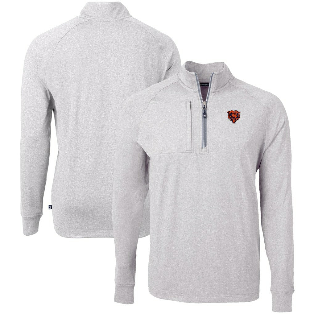 Chicago Bears Cutter & Buck Big & Tall Adapt Eco Raglan Quarter-Zip Jacket - Heather Gray cheap