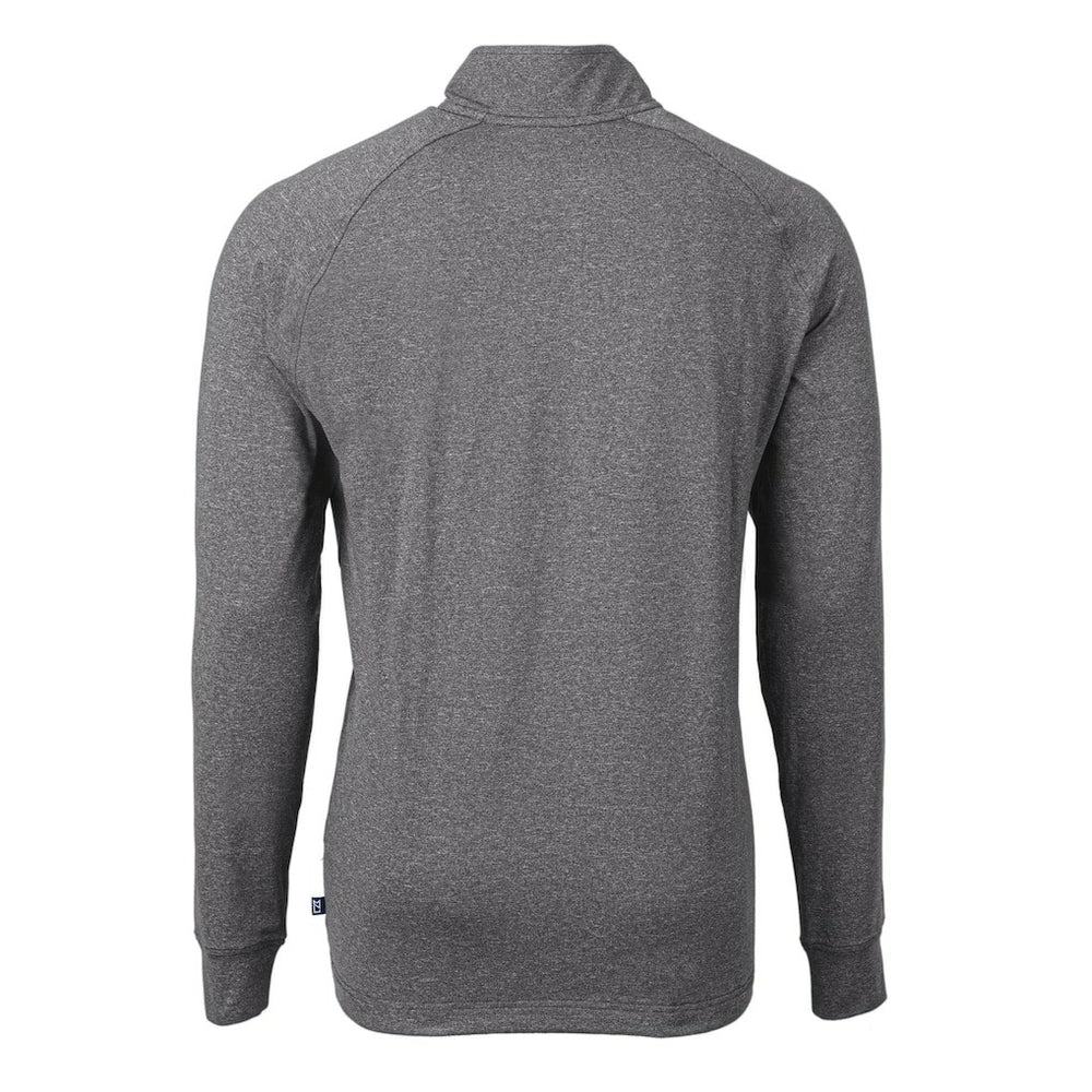 San Francisco 49ers Cutter & Buck Big & Tall Adapt Eco Raglan Quarter-Zip Jacket - Heather Black for sale