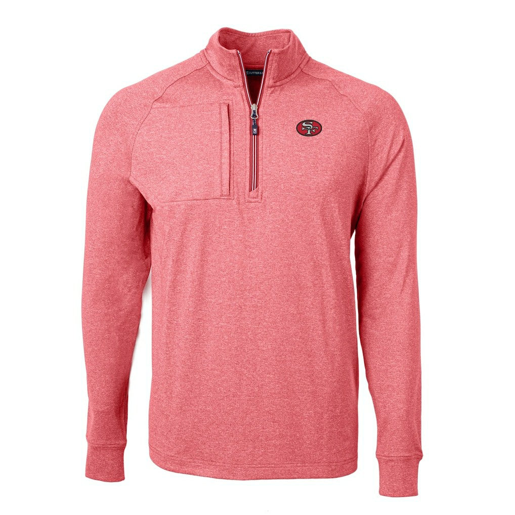 San Francisco 49ers Cutter & Buck Big & Tall Adapt Eco Raglan Quarter-Zip Jacket - Heather Scarlet online