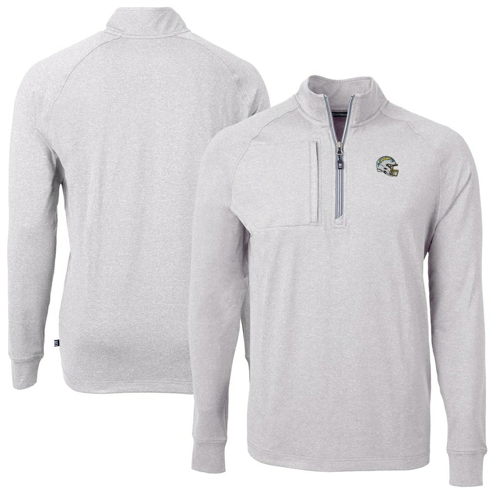 Los Angeles Chargers Cutter & Buck Big & Tall Adapt Eco Raglan Quarter-Zip Jacket - Heather Gray on sale