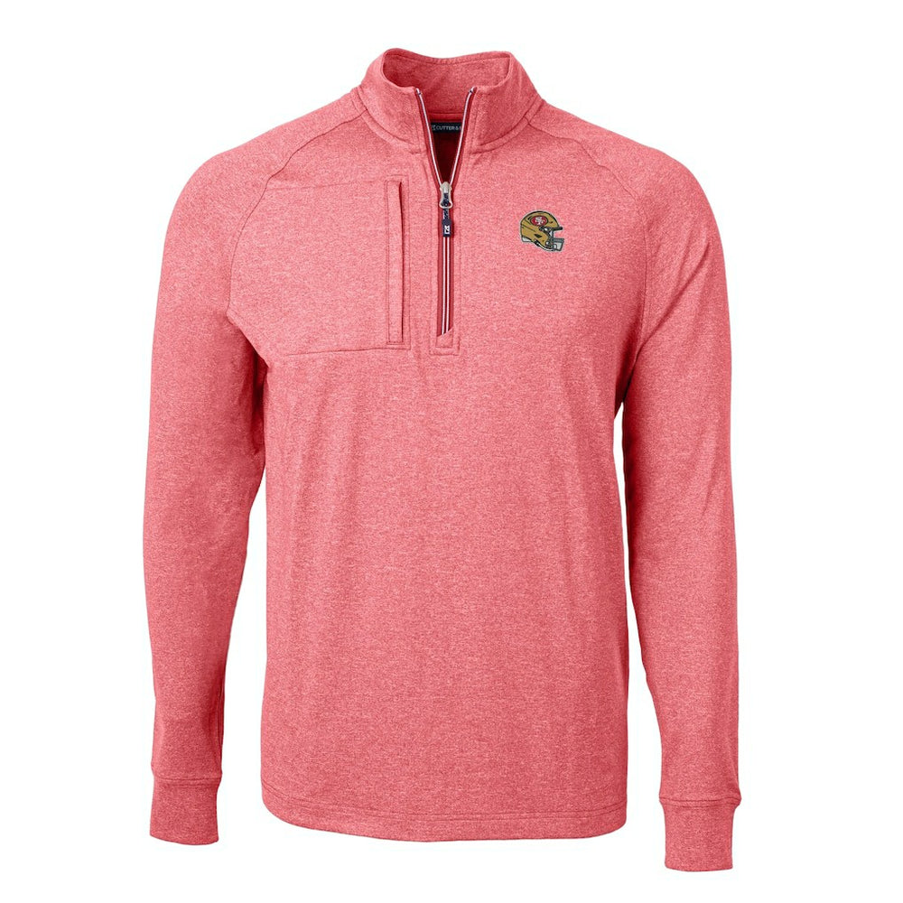 San Francisco 49ers Cutter & Buck Big & Tall Adapt Eco Raglan Quarter-Zip Jacket - Heather Scarlet outlet