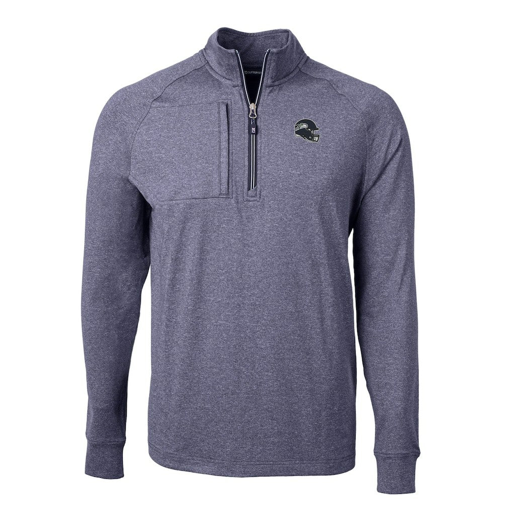 Seattle Seahawks Cutter & Buck Big & Tall Adapt Eco Raglan Quarter-Zip Jacket - Heather Navy outlet