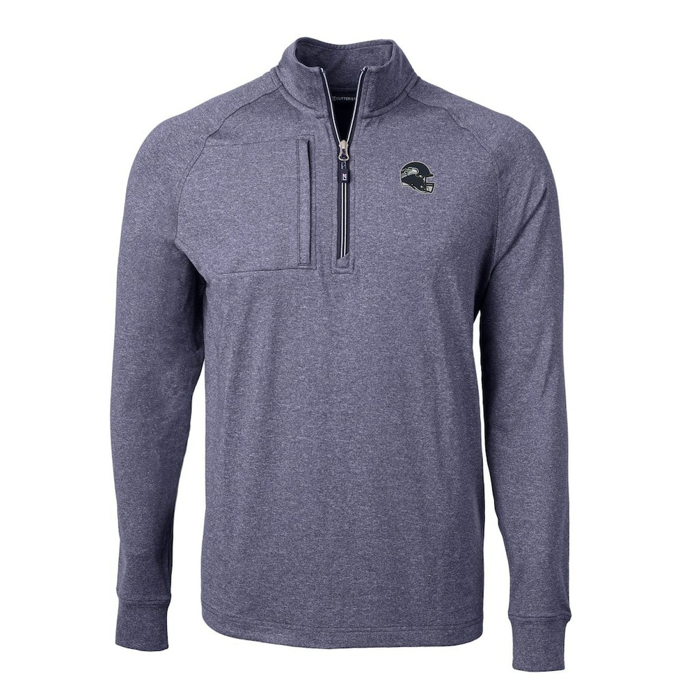 Seattle Seahawks Cutter & Buck Big & Tall Adapt Eco Raglan Quarter-Zip Jacket - Heather Navy outlet