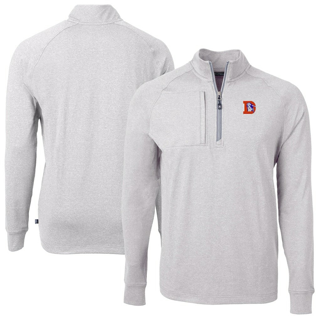 Denver Broncos Cutter & Buck Big & Tall Adapt Eco Raglan Quarter-Zip Jacket - Heather Gray cheap