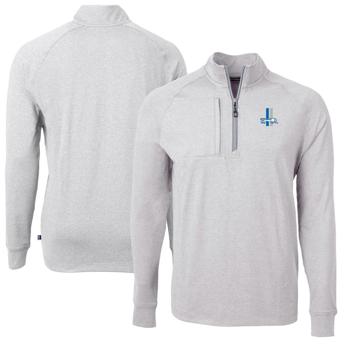 Detroit Lions Cutter & Buck Big & Tall Adapt Eco Raglan Quarter-Zip Jacket - Heather Gray for sale