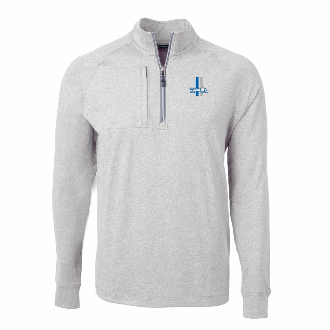 Detroit Lions Cutter & Buck Big & Tall Adapt Eco Raglan Quarter-Zip Jacket - Heather Gray for sale