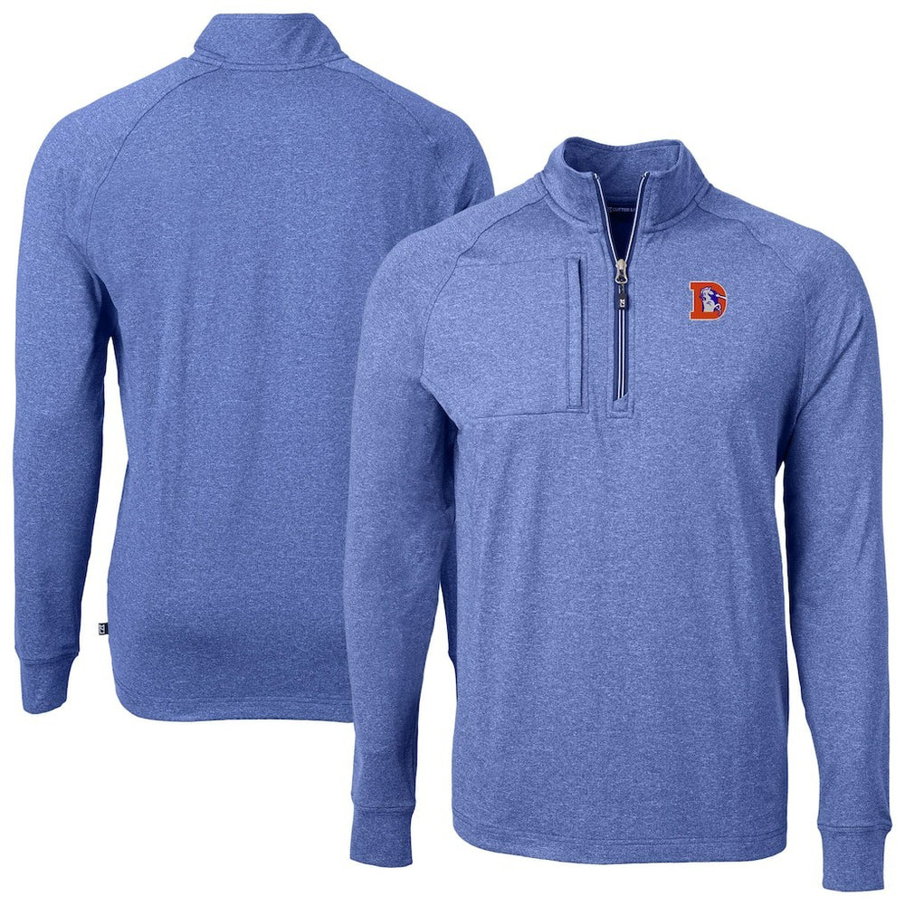 Denver Broncos Cutter & Buck Big & Tall Adapt Eco Raglan Quarter-Zip Jacket - Heather Royal outlet