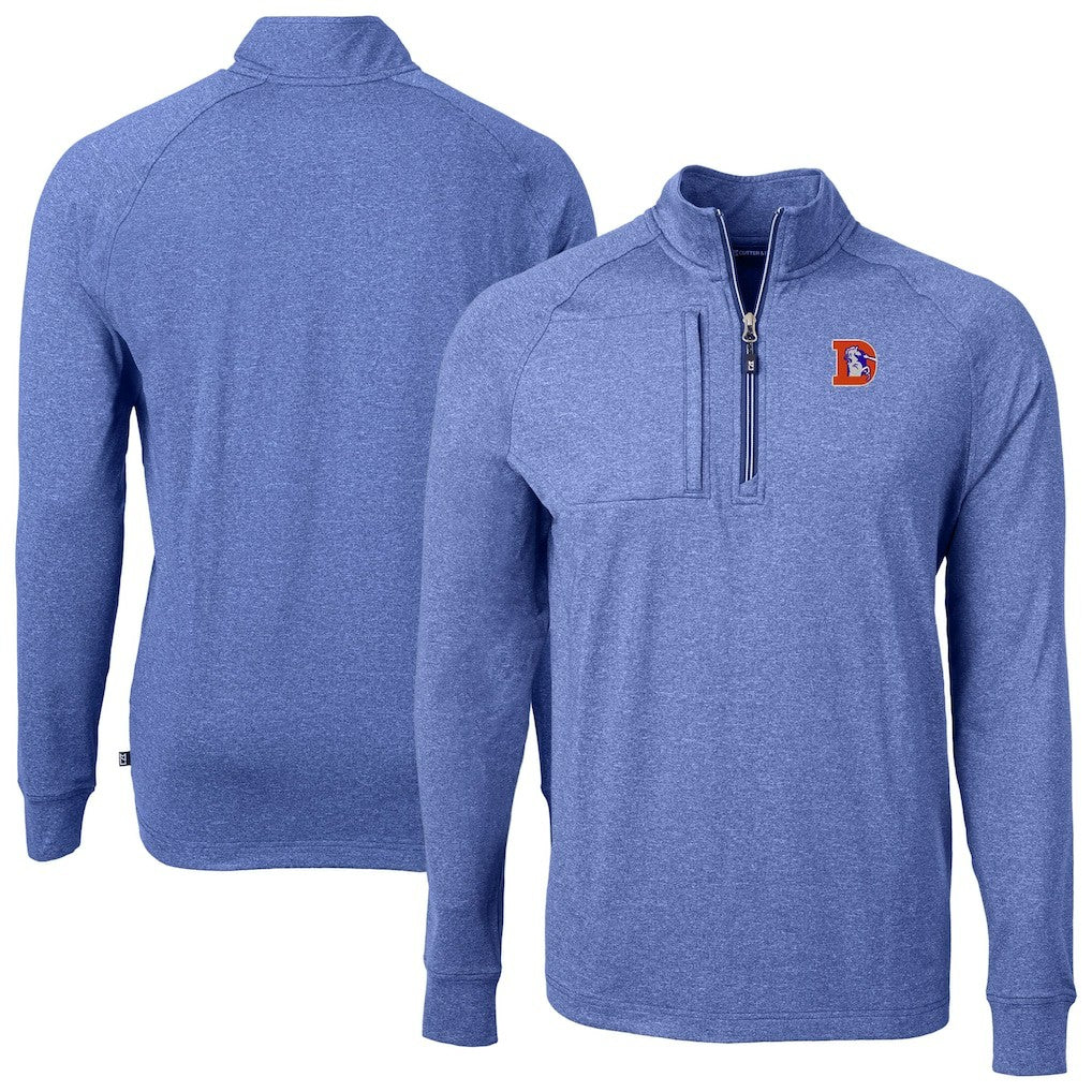Denver Broncos Cutter & Buck Big & Tall Adapt Eco Raglan Quarter-Zip Jacket - Heather Royal outlet
