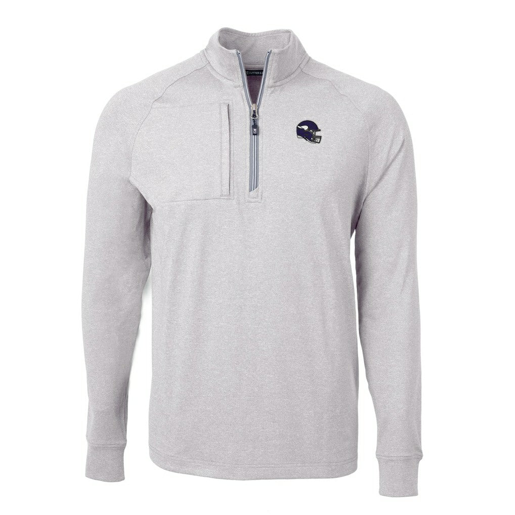 Minnesota Vikings Cutter & Buck Big & Tall Adapt Eco Raglan Quarter-Zip Jacket - Heather Gray outlet