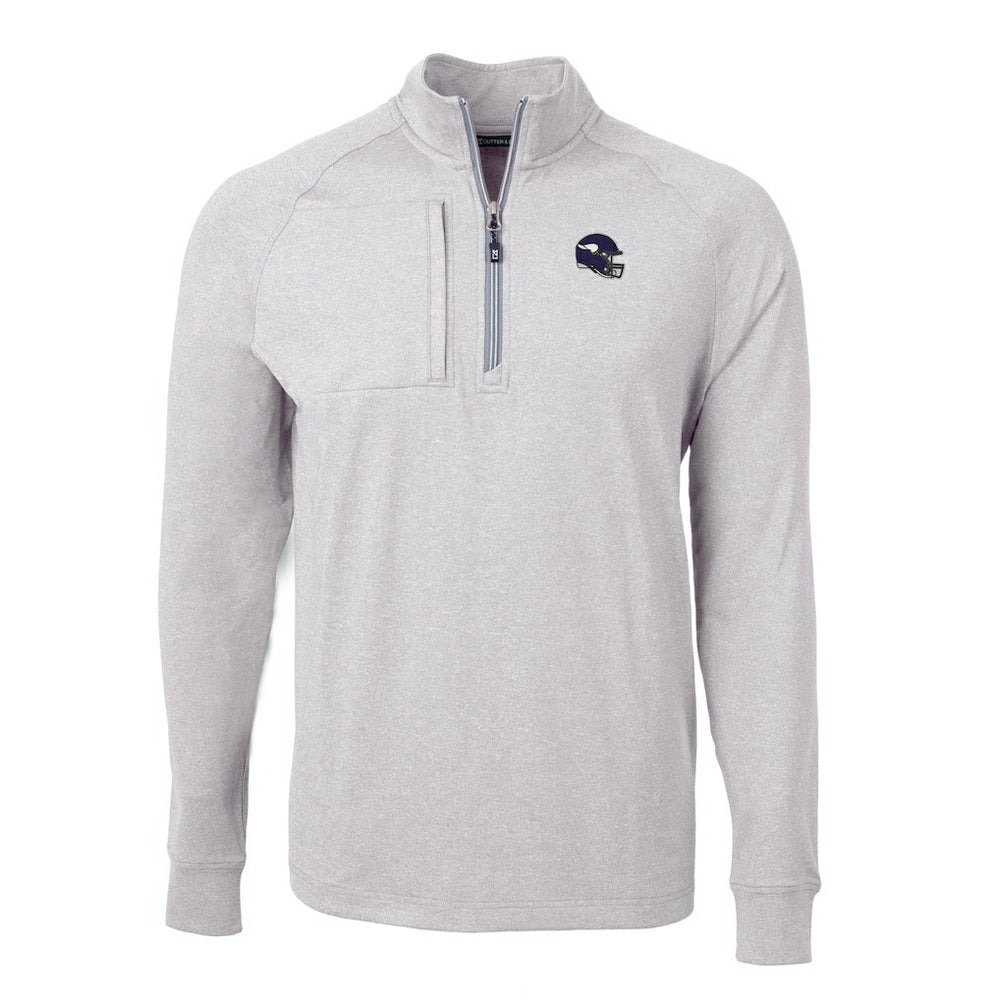 Minnesota Vikings Cutter & Buck Big & Tall Adapt Eco Raglan Quarter-Zip Jacket - Heather Gray outlet