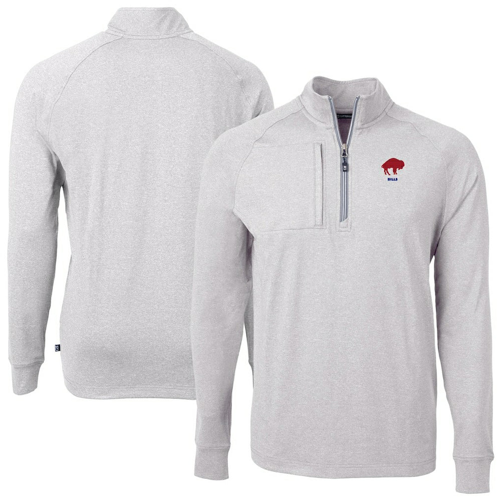 Buffalo Bills Cutter & Buck Big & Tall Adapt Eco Raglan Quarter-Zip Jacket - Heather Gray online