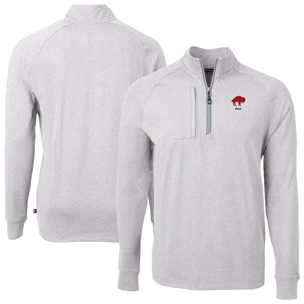 Buffalo Bills Cutter & Buck Big & Tall Adapt Eco Raglan Quarter-Zip Jacket - Heather Gray online