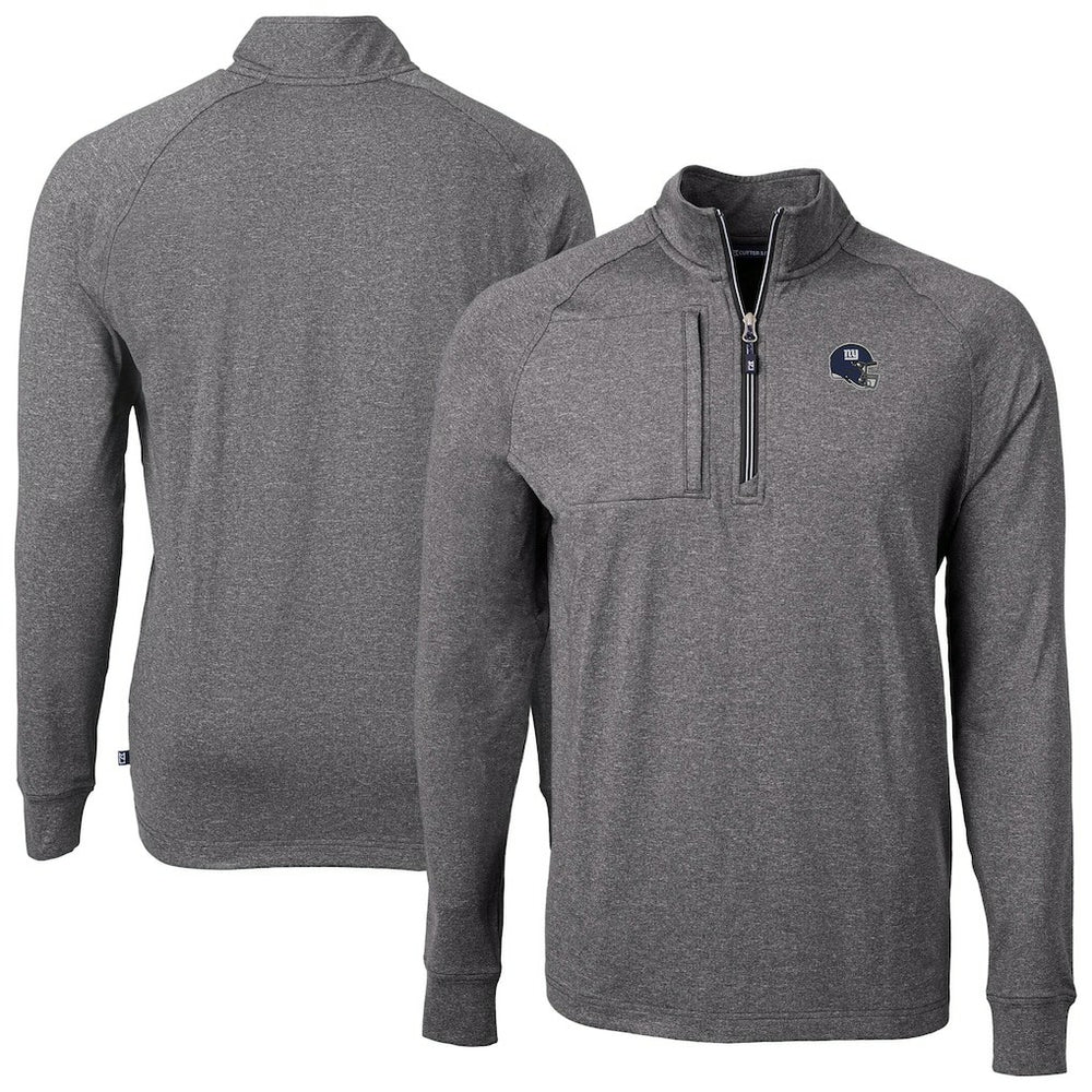 New York Giants Cutter & Buck Big & Tall Adapt Eco Raglan Quarter-Zip Jacket - Heather Black online