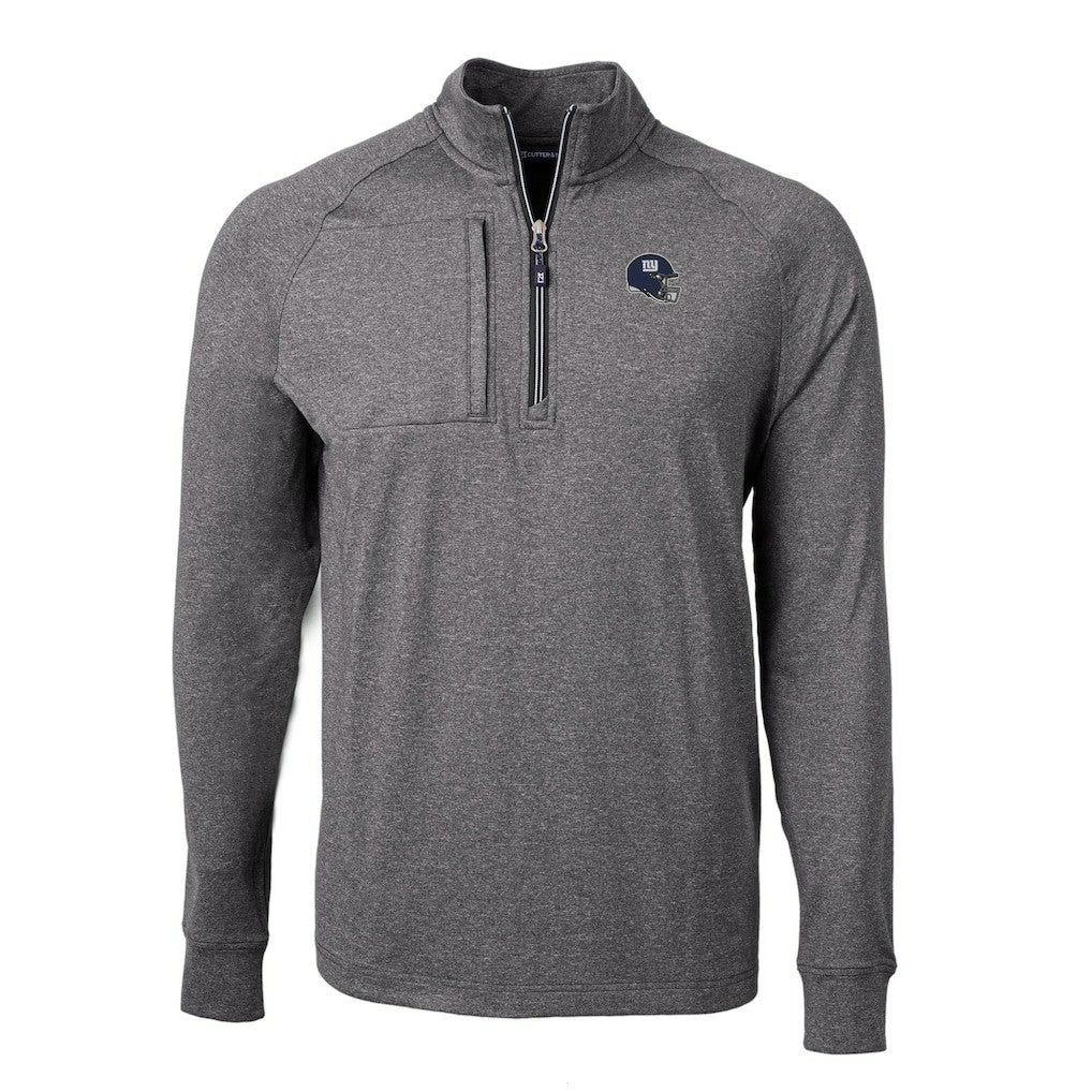 New York Giants Cutter & Buck Big & Tall Adapt Eco Raglan Quarter-Zip Jacket - Heather Black online