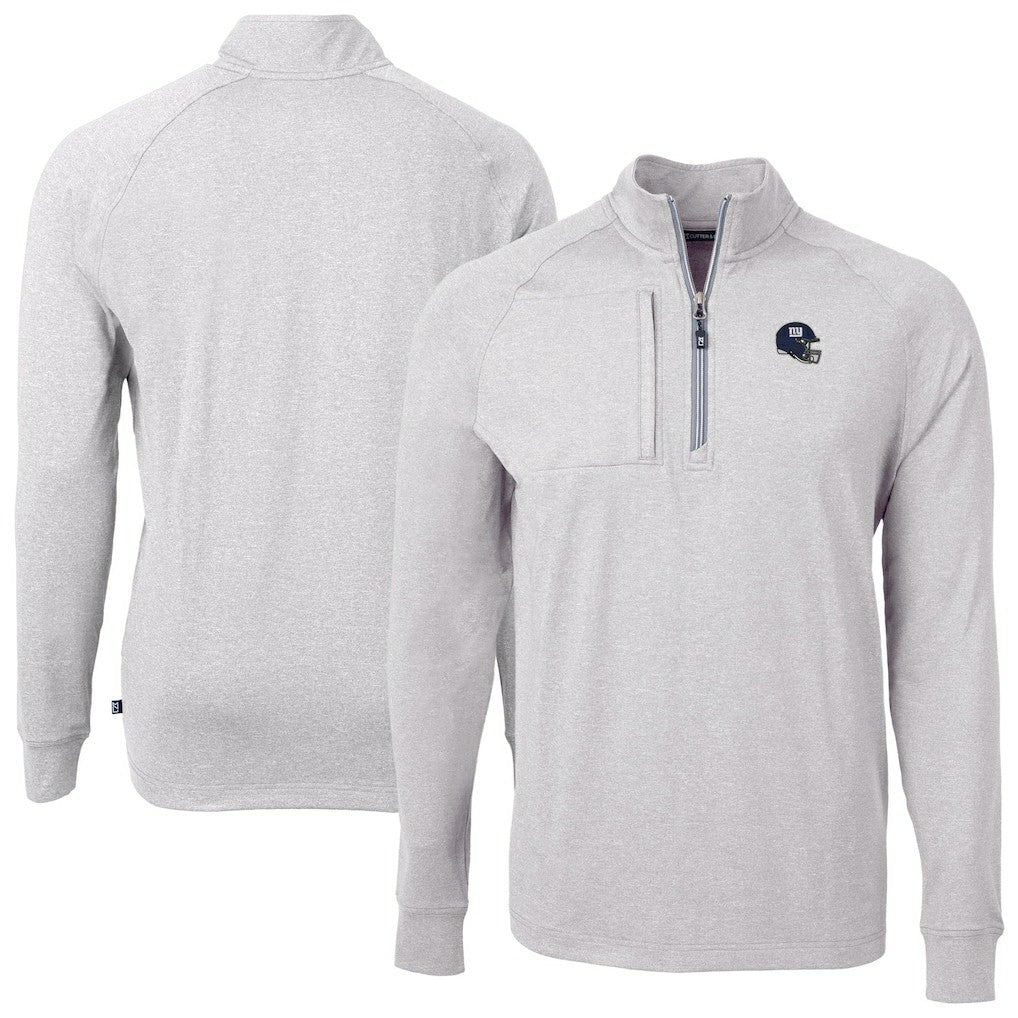 New York Giants Cutter & Buck Big & Tall Adapt Eco Raglan Quarter-Zip Jacket - Heather Gray discount