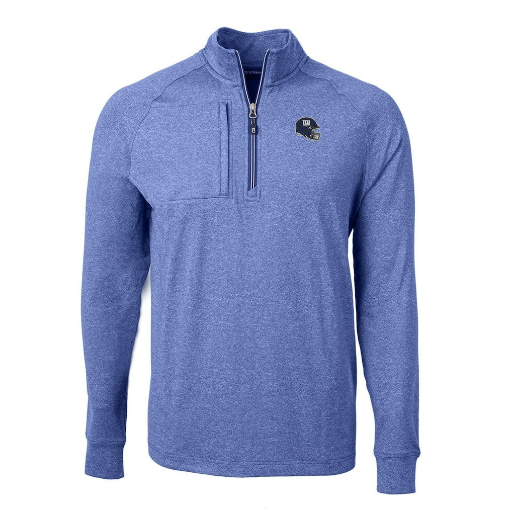 New York Giants Cutter & Buck Big & Tall Adapt Eco Raglan Quarter-Zip Jacket - Heather Royal cheap